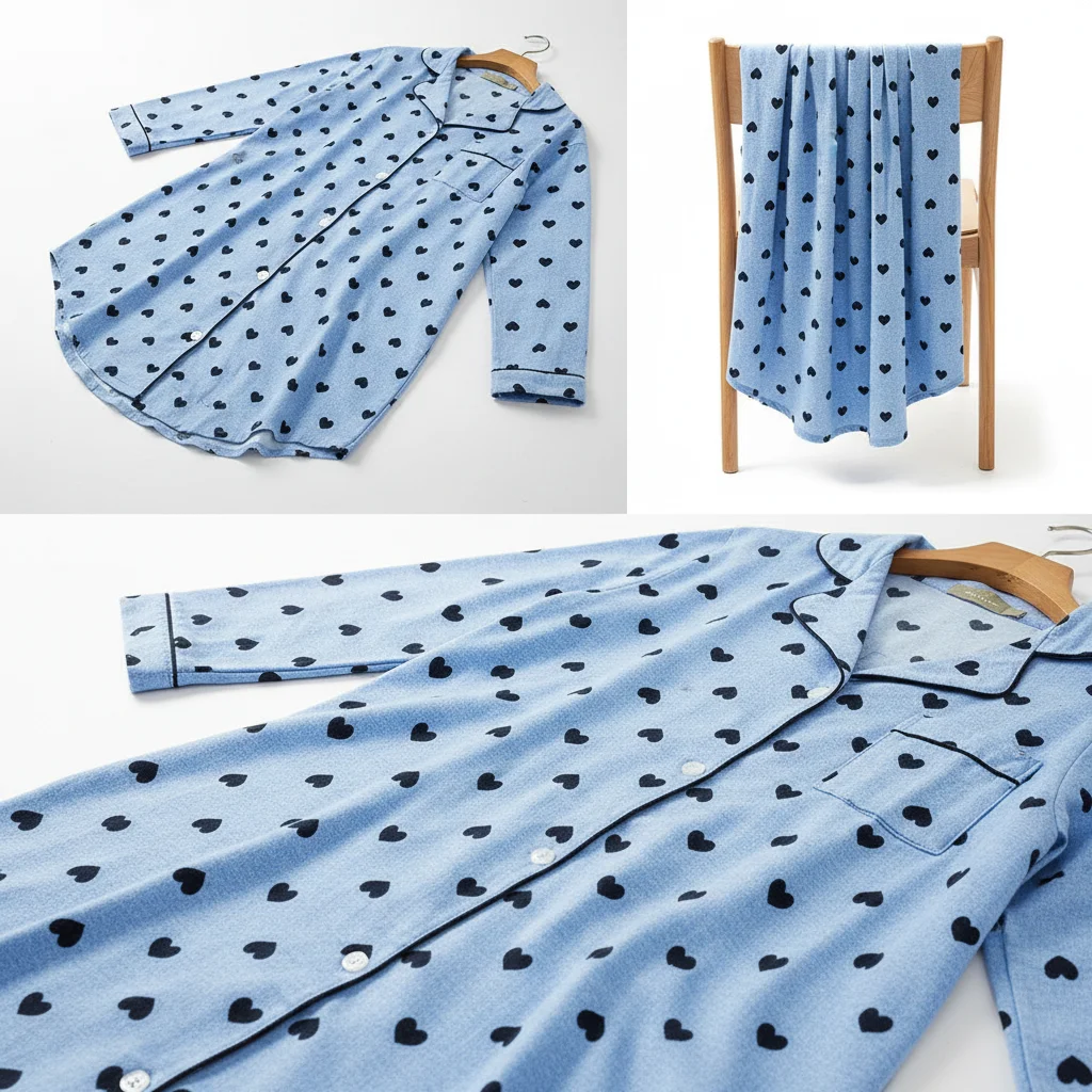 Nightgowns for Women 100% Cotton Soft Sleepshirts Blues Color Cartoon Fall Seasons nightgowns
