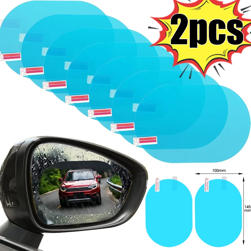 Car Anti Water Mist Film Rainproof Waterproof Universal Car Oval Protective Film Rear-view Mirror Round Rainproof Film Sticker