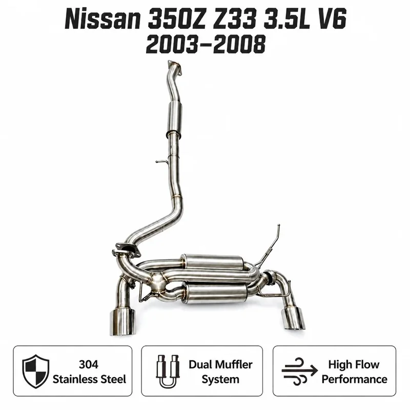 Performance 304 Stainless Steel Catback Exhaust for Nissan 350Z Z33 2003-2008 Valvetronic Muffler Remote Control