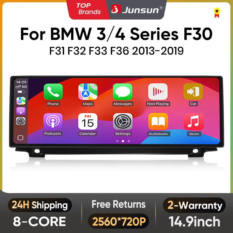 Junsun carplay für apple autoradio multimedia für bmw serie 3 4 f30 f31 f32 f33 f34 f36 2010-2015 nbt evo wireless android auto