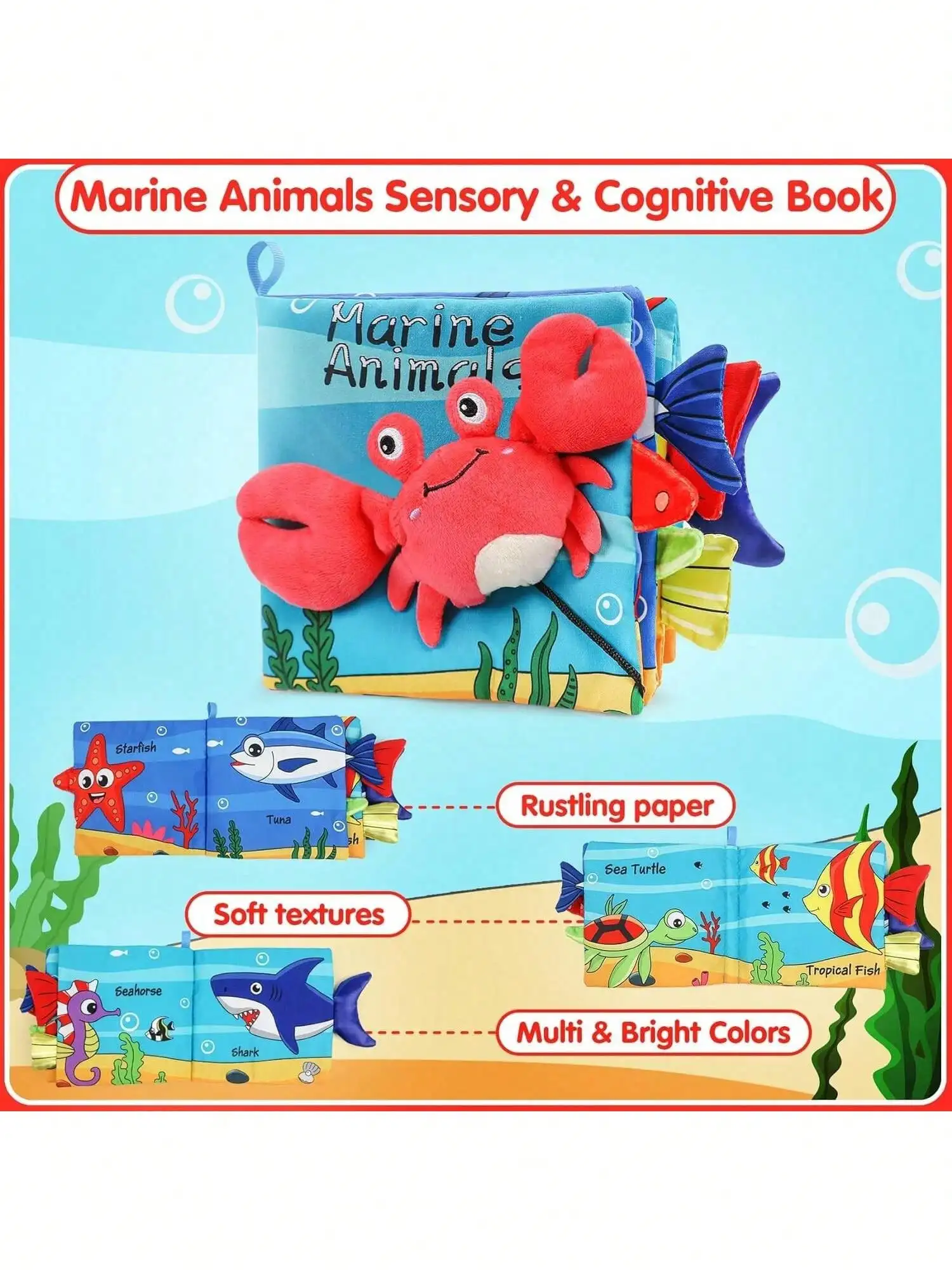 Soft Cloth Book Baby Toys,High Contrast Enhance Colorful Cognition Visual Development Early Learning Education Montessori Toys