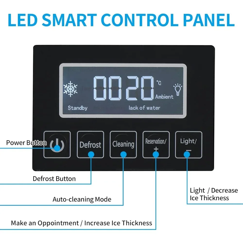 Xmsj商用自立型製氷機、LEDコントロールパネル、29ポンドの収納ビン、24時間