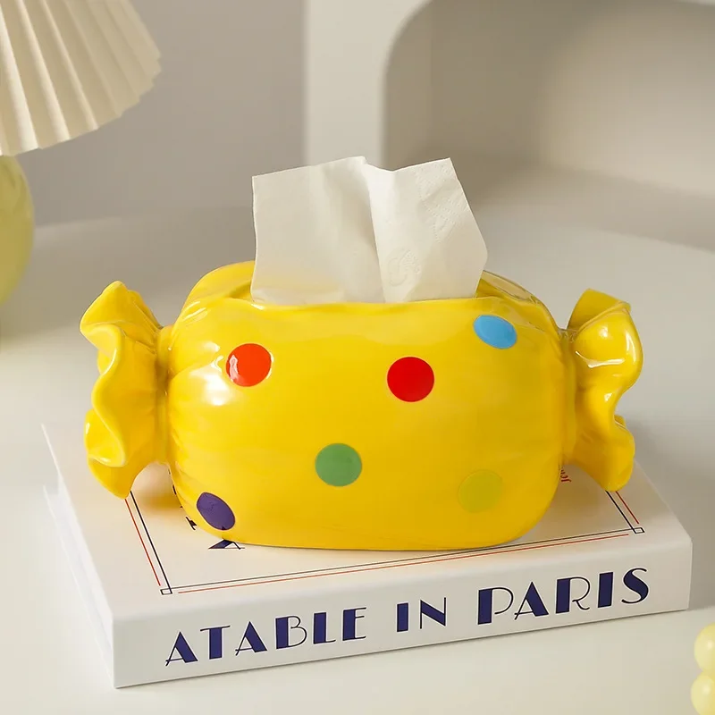 Ceramic Candy Tissue Box Living Room Advanced Storage Drawer Paper Box Dining Table Napkin Box Indoor Desktop Ornaments Modern