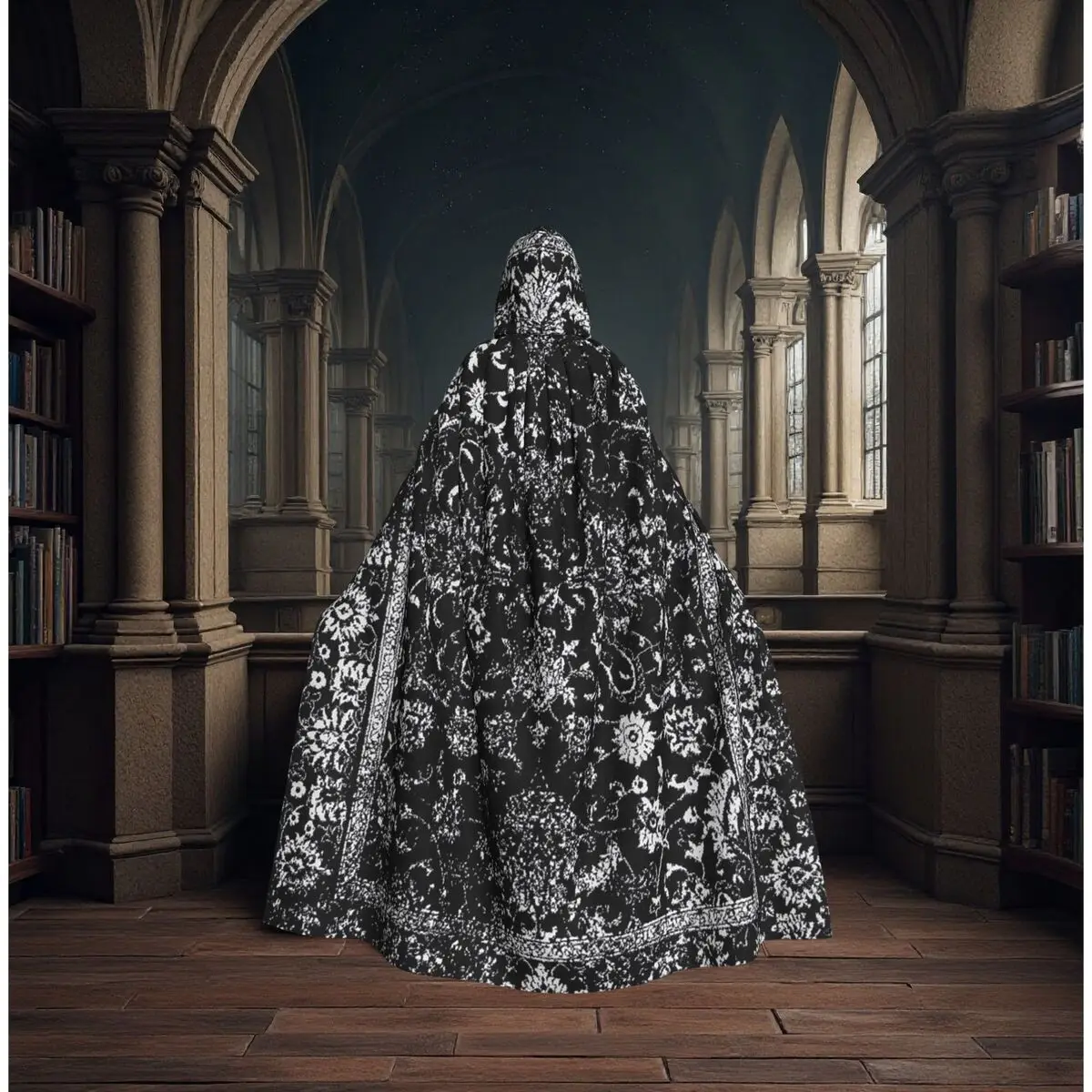 

Luxury Persian Inspired Elegant Long Hooded Cloak Witch Medieval Costume Cosplay Cape HalloweenVampire Adult Unisex
