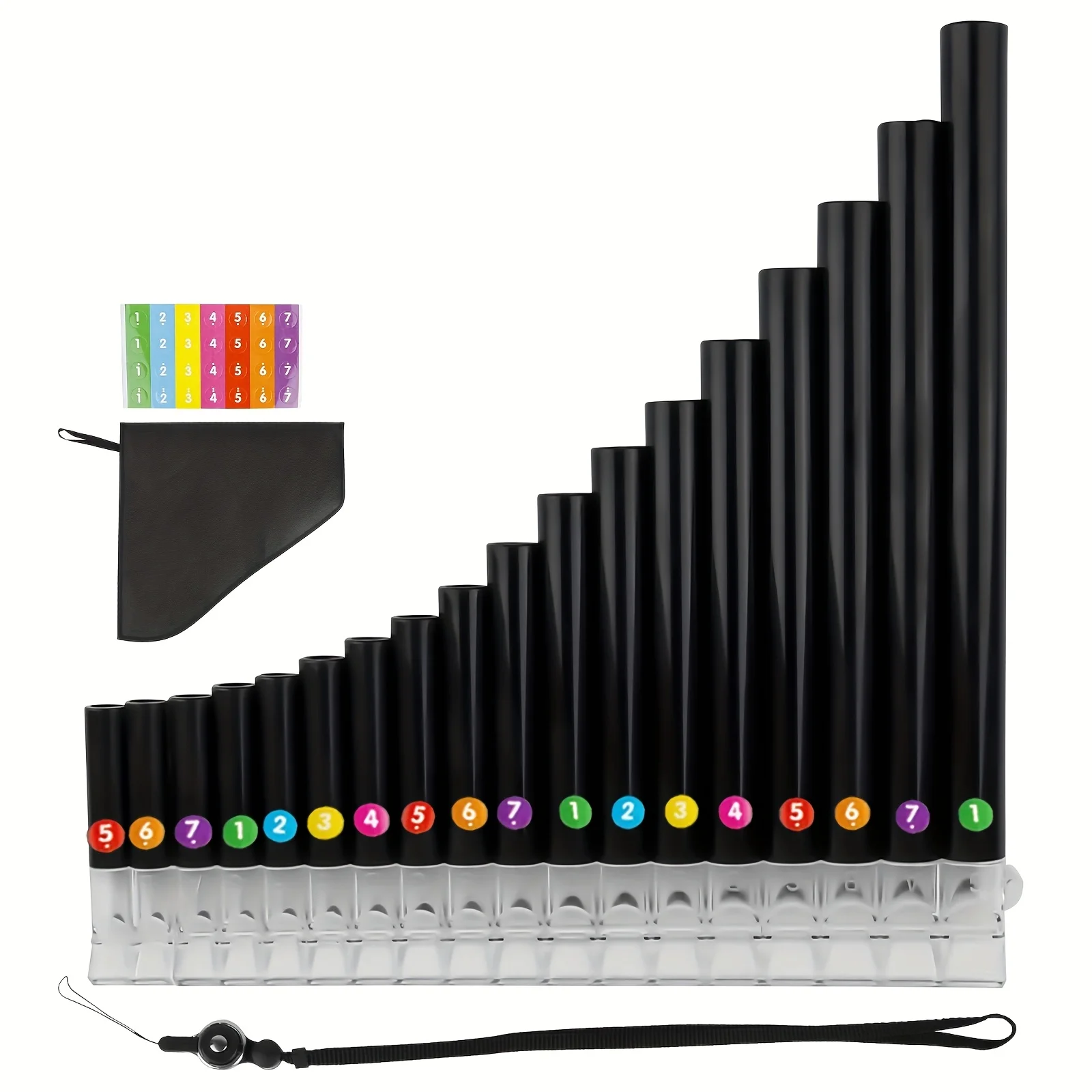 1pc 18-Bar Black Panpipes with ABS Material, Uniform & Smooth Sound, Easy to Blow, Lung Capacity Exercise, Lightweight & Comfortable Grip, Smooth Mouthpiece, Classic Design for Stage Performances, Music Teaching, Daily Practice, Panpipes for Music