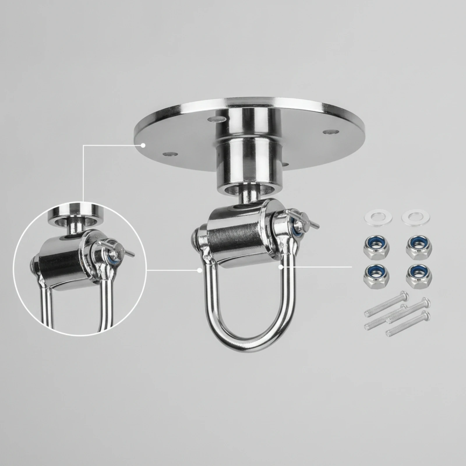 Punching Bag Mount Mount Chrome Swivel Hanger Ceiling Hanger with D-Loop Sturdy Swing Hook Easy Installation for Boxers