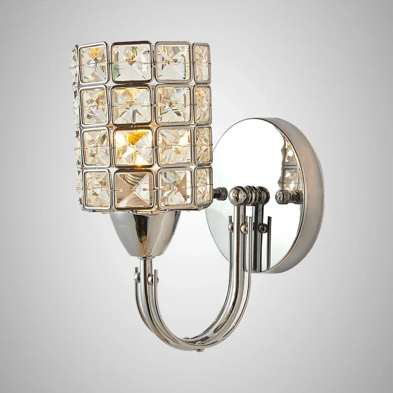 

LED Column cylindrical silver golden corridor stair corridor living room bedroom crystal bedside wall light lamp sconce