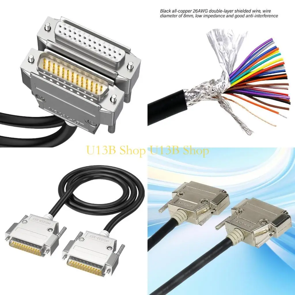 

U13B D-Sub 25pin RS232 DB25 Самки-самки интерфейсы кабель 26AWG Гибкий и двойной экранированный шнур из ПВХ черный