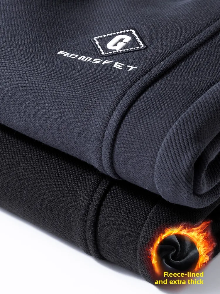 

Thiened Fce Men's Casual Pants Autumn Winter Loose Fit Straight Leg Thermal Faionable Streetwear Brand ex Cargo Tr...