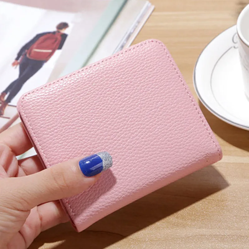 Fashion PU Leather Women Short Wallets Multiple Credit Card Holders Hasp Zipper Coin Purses Solid Color Clutch Money Bag Clip