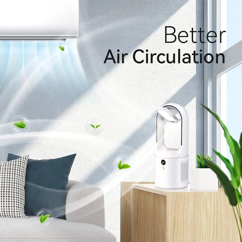 Ventilador elétrico recarregável USB Bladesess, refrigeração silenciosa de desktop, ventilador portátil sem fio com luz noturna, 6 velocidades, 2000mAh