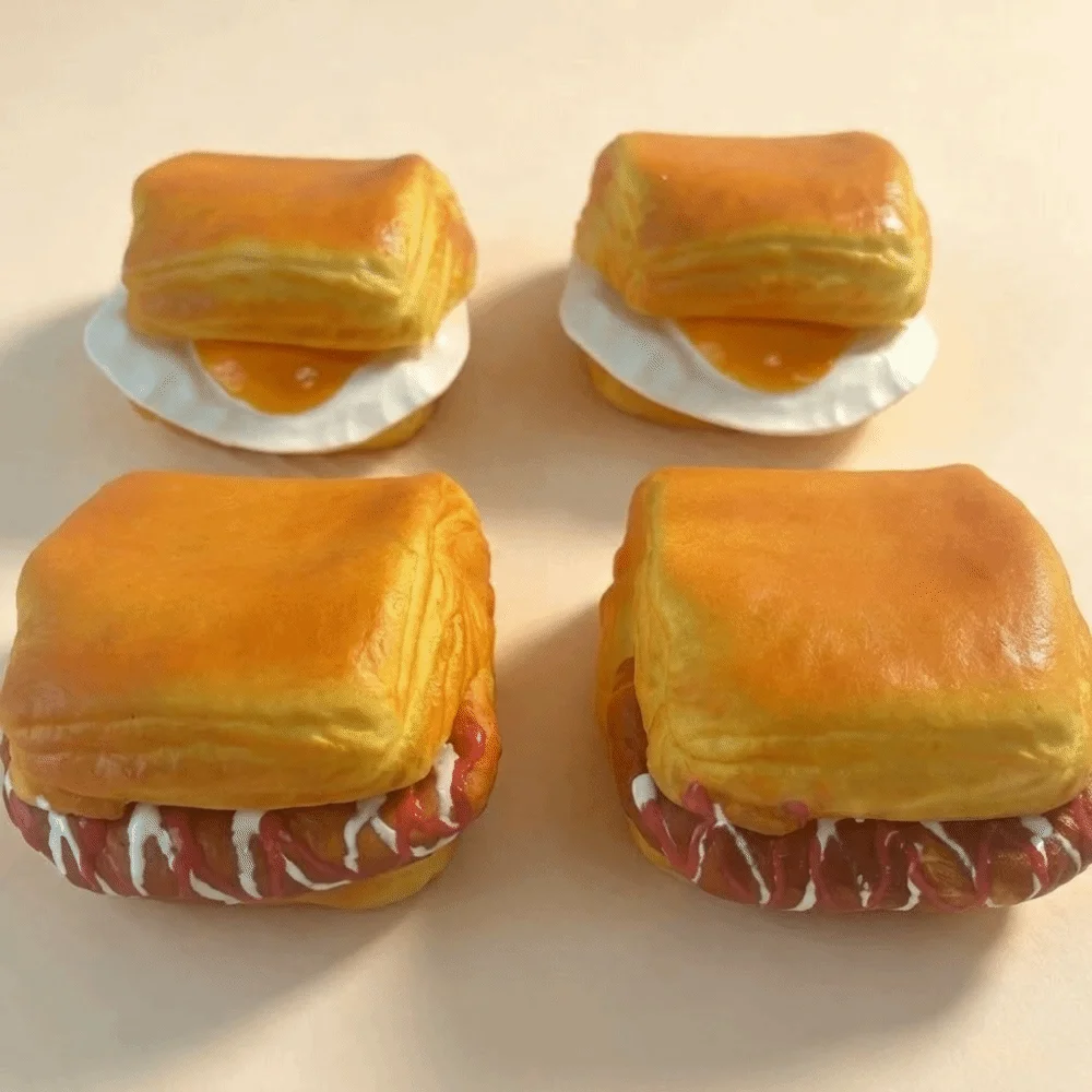 Creative Fried Egg Toast Squishy Anxiety Relief Kneading Slow Rebound Fidget Comfortable Funny Simulation Food Pinch
