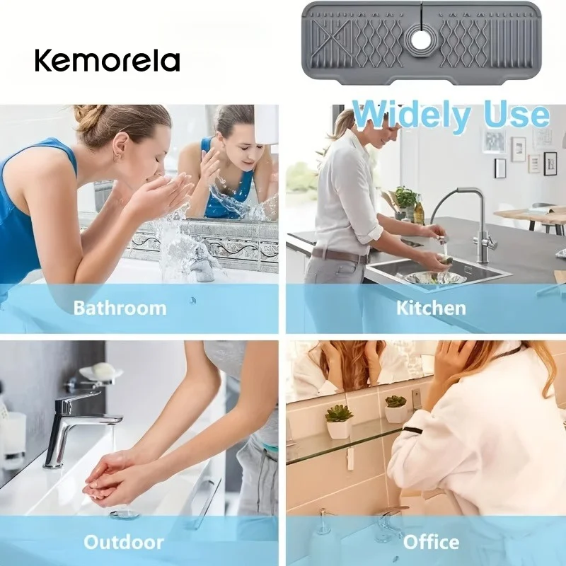 Kitchen Sink Splash Guard, Faucet Mat Splash Catcher, Handle Drip Catcher Tray, Multipurpose for Kitchen Dish Drying Mats Sponge