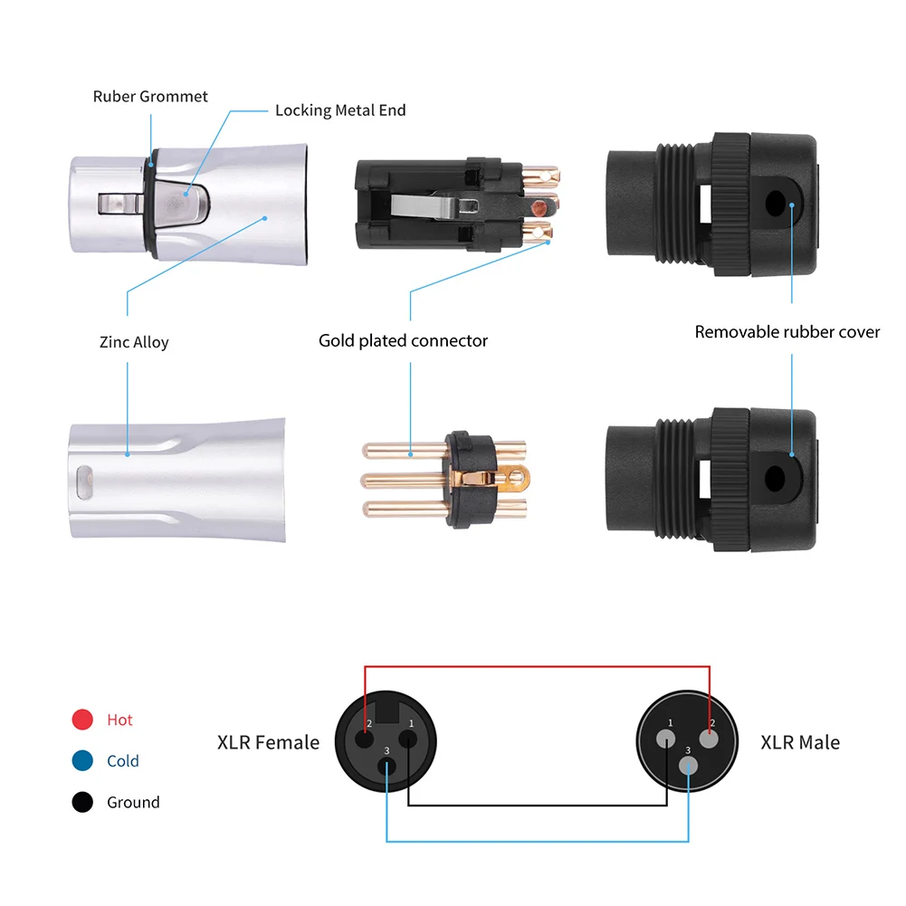 Male/Female Compact XLR Microphone Solder Adapter Adjustable 90° Right Angle XLR Connector Plug Gold Plated 3 PIN XLR Ends