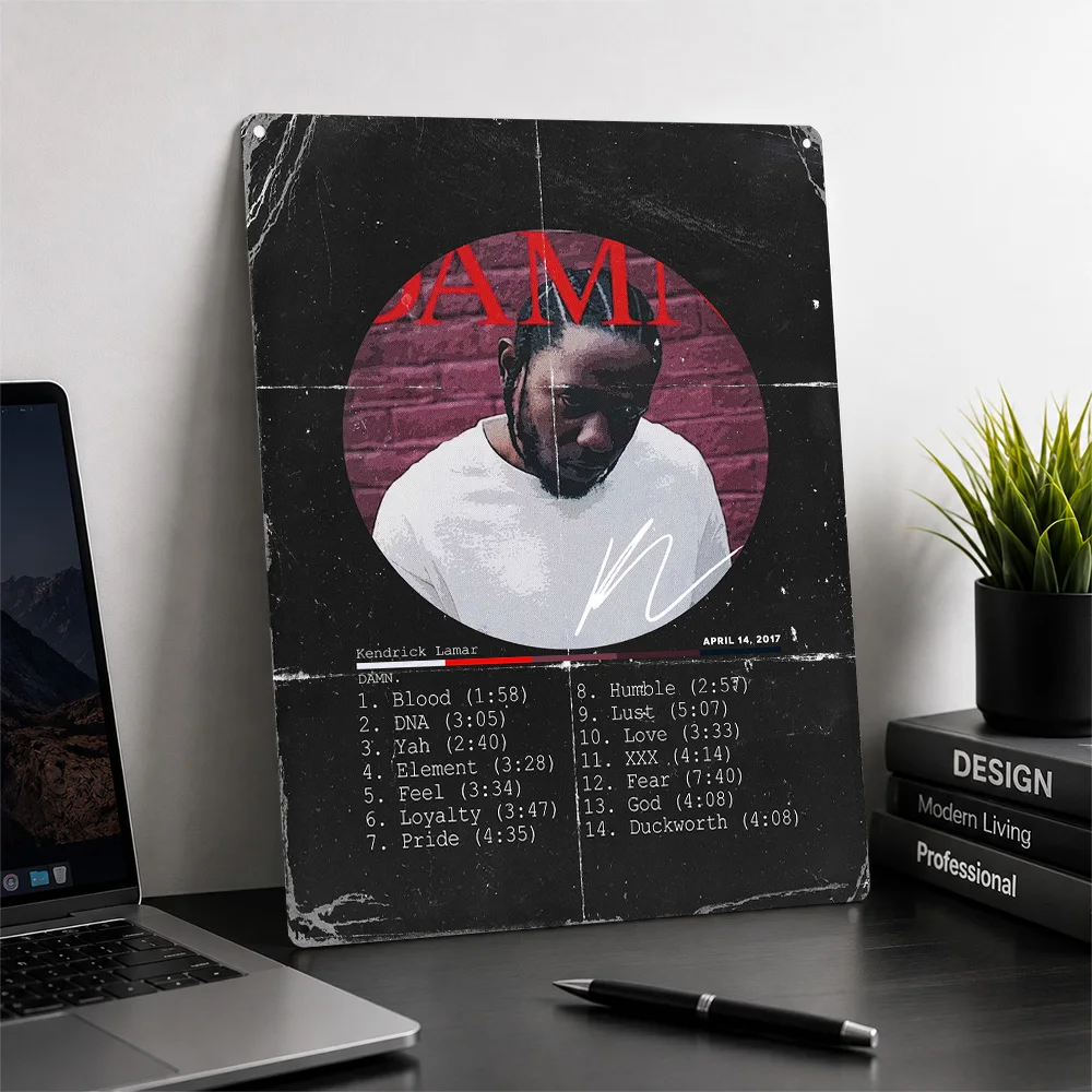 Kendrick Lamar Metal Poster Music Wall Art Customized Retro Tinplate Sign for Studio Bedroom Home Decor Room Decoration Plaque
