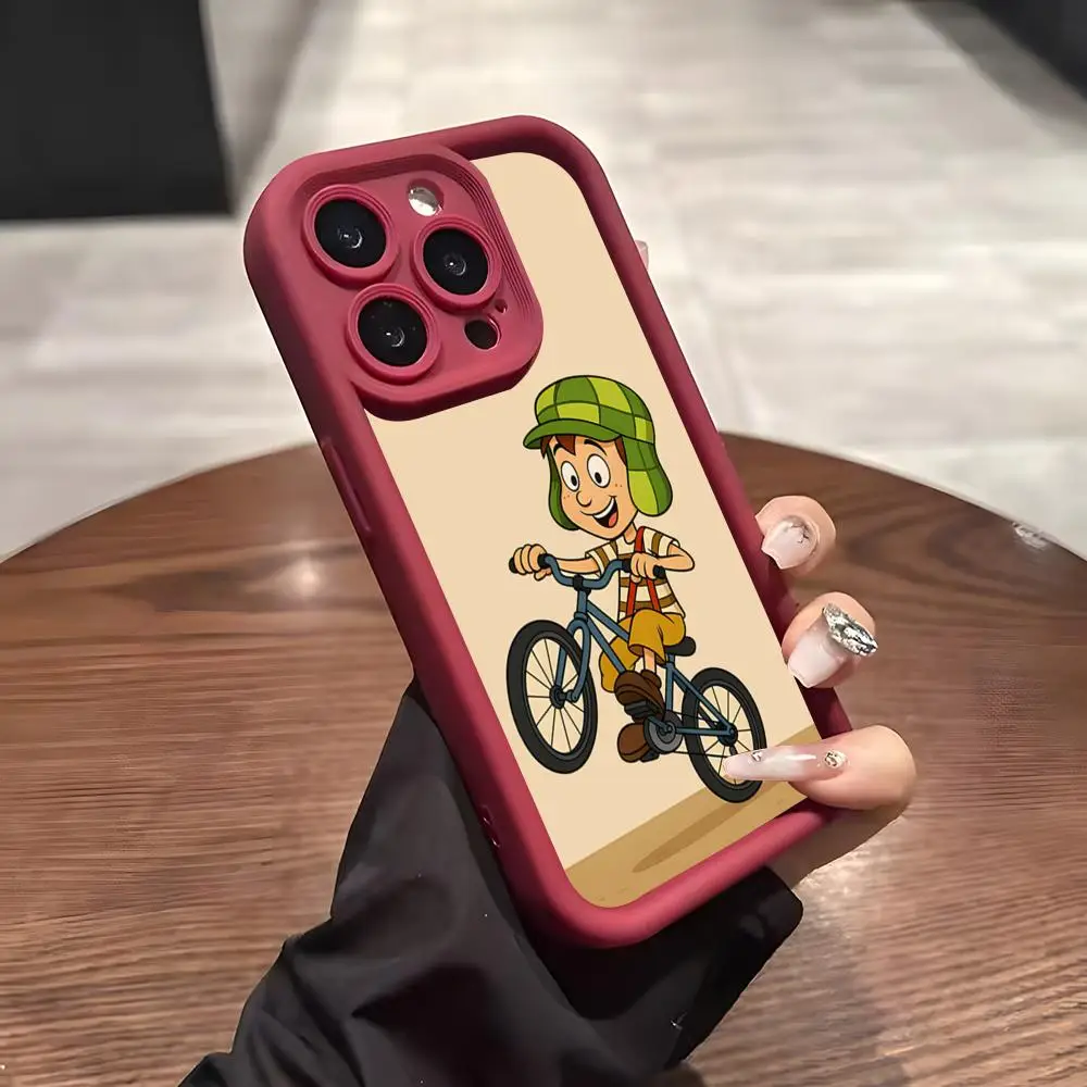 Чехол для телефона с изображением мультфильма «Эль Чаво Дель Охо» для iPhone Air 17 Pro Max 16 E 15 14 Pro Max 13 12 11 Mini Plus, мягкий силиконовый, винно-красный