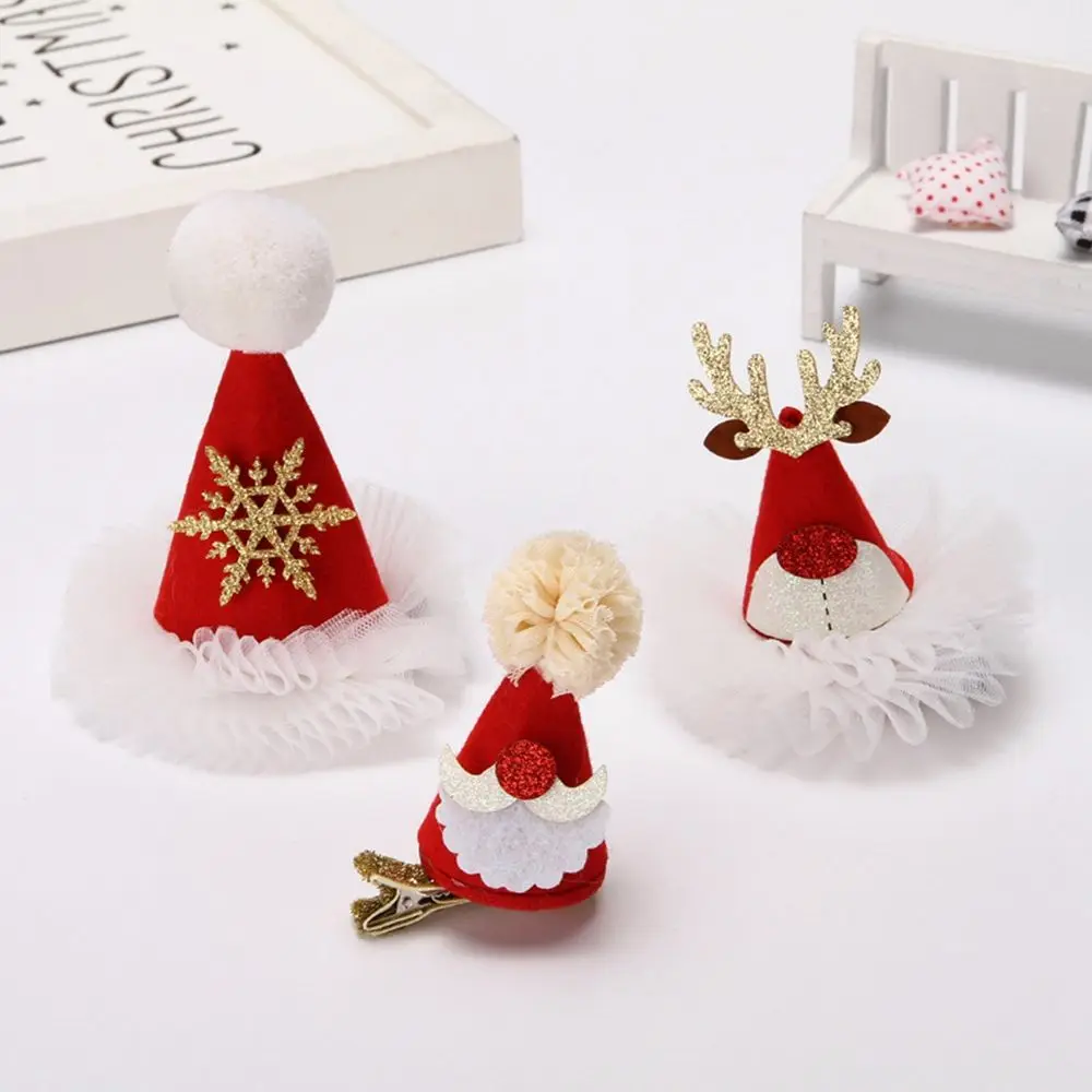 Girl Cute Bow Santa Claus Cloth Snowflake Korean Style Headwear Christmas Hair Clip Kids Hair Accessories Christmas Hat Hairpin