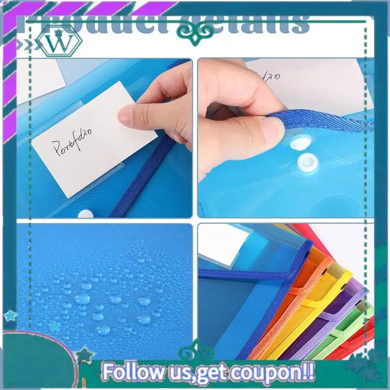 Upgraded 6 Pcs A4 Plastic Wallets Folders Popper Wallet Document Pockets With Button Closure Card Slot