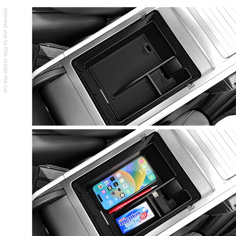 

For Lincoln Nautilus 2024 Center Console Organizer Tray Armrest Storage Box Layered Storage Box Tidying Car Interior Accessories