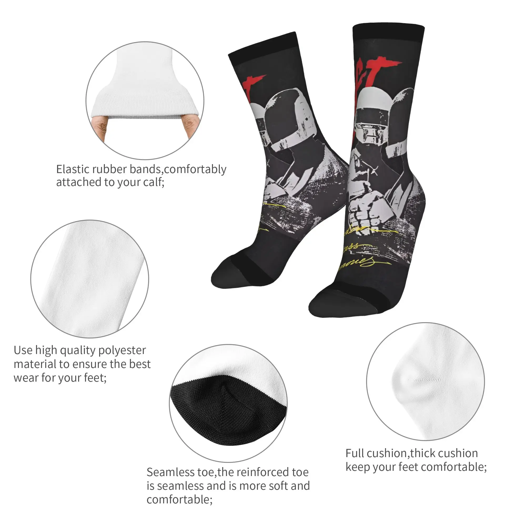 Daft punk banda eletrônica meias outono meias casuais mulheres homens meias de alta qualidade impresso ao ar livre meias antiderrapantes
