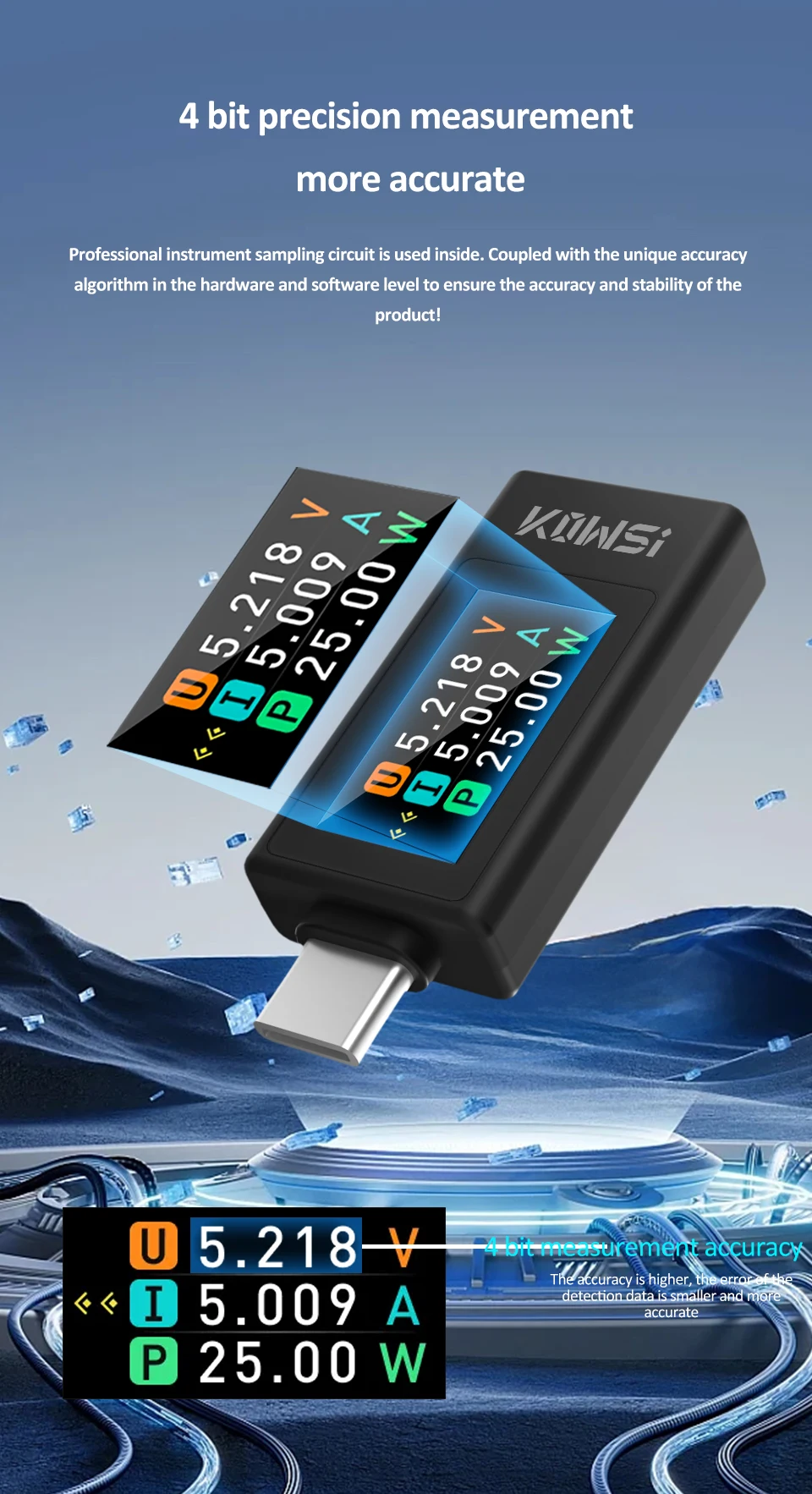 Typ C Strom Spannung Kapazität Tester 4-30V 0-8A DC Spannung Amperemeter Power Meter Handy Lade tester Batterie Test – Detail 7