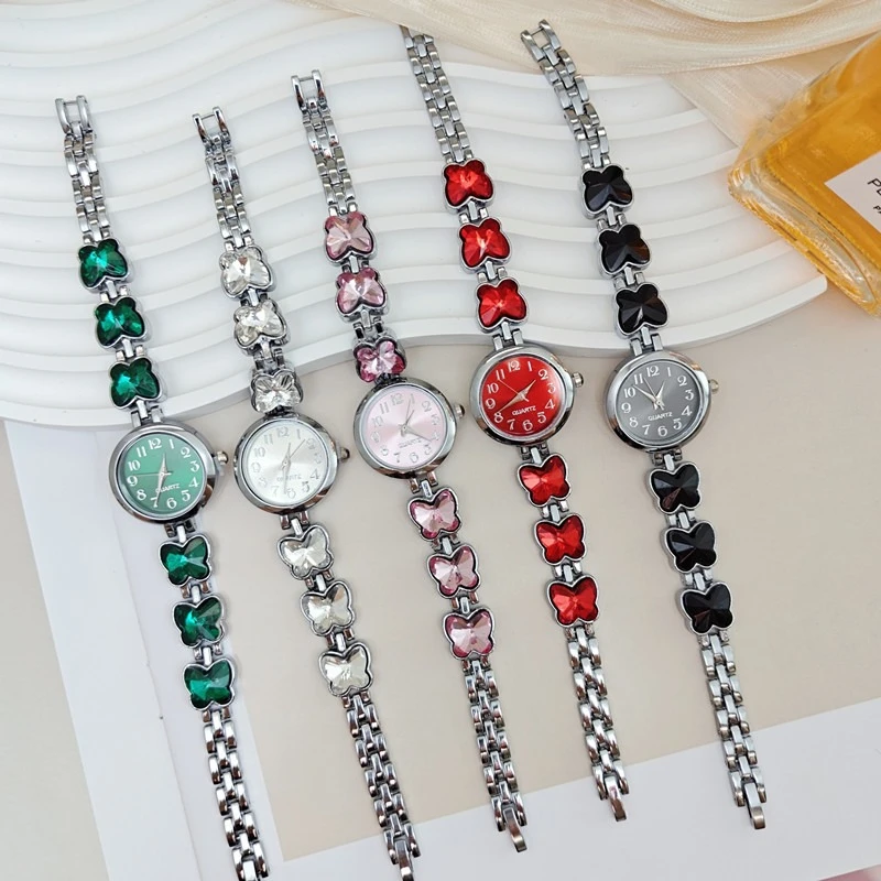 

Новые женские кварцевые часы 2026 года с браслетом из халцедона и бриллиантов в виде бабочки, модные цифровые наручные часы для женщин, Reloj Mujer