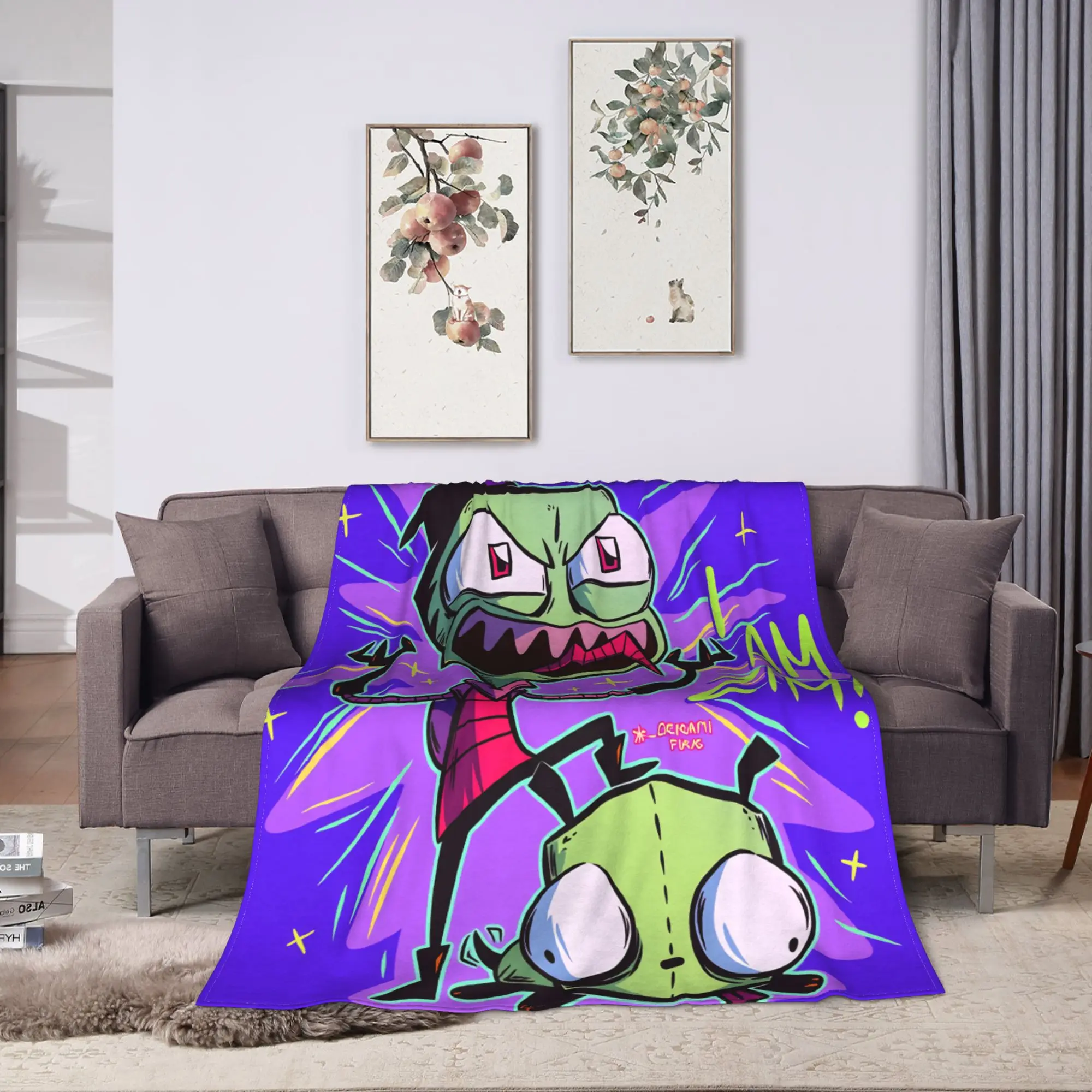 I-Invader ZIM Anime Flannel Blanket Adults Child  Warm Bedding Throws Winter Couch Chair Bedspread Sofa Bed Cover