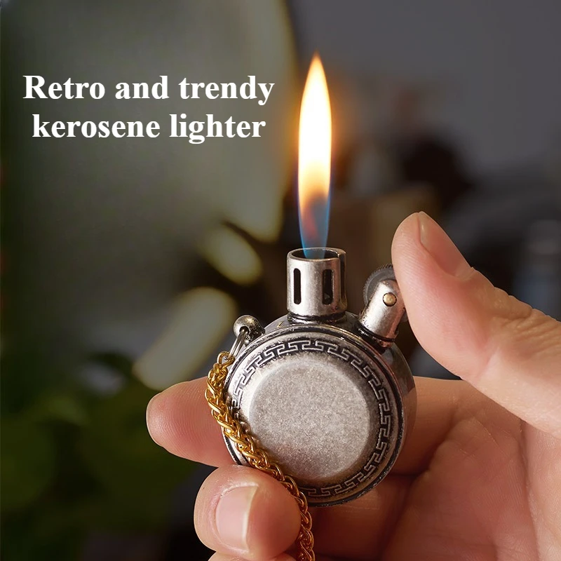

Personalized Windproof Grinding Wheel Cigarette Lighter, Fashionable Classic Open Flame Metal Retro Cigarette Lighter Men's Gift