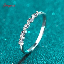 Smyoue 0.2ct White Gold Plated Moissanite Ring for Women Girls Trend 100% S925 Sterling Silver Jewelry Sparkling Diamond Rings