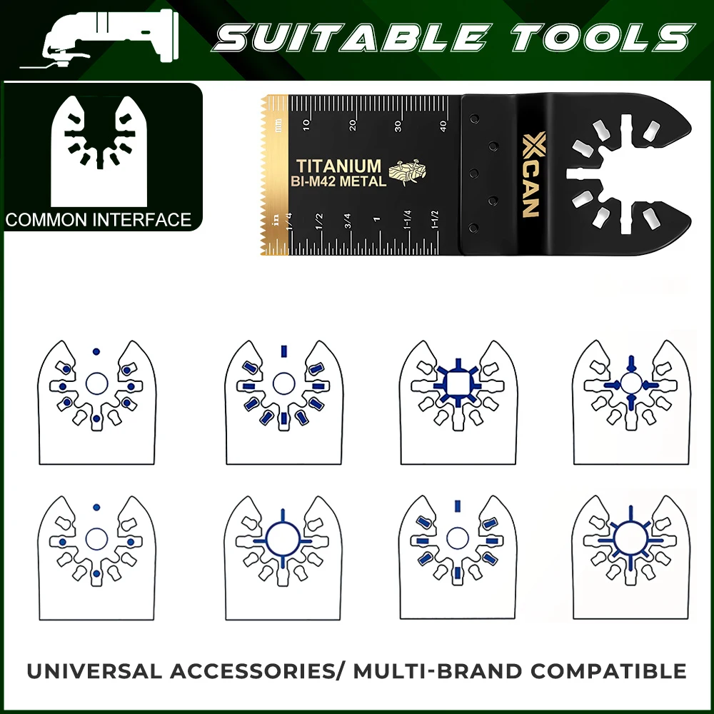 XCAN 1/2/5/10 Stück Titanbeschichtetes oszillierendes Multitool-Sägeblatt mit Schnellverschluss, Multi-Cutter-Klinge zum Schneiden von Metall, Holz, Kunststoff – Detail 5