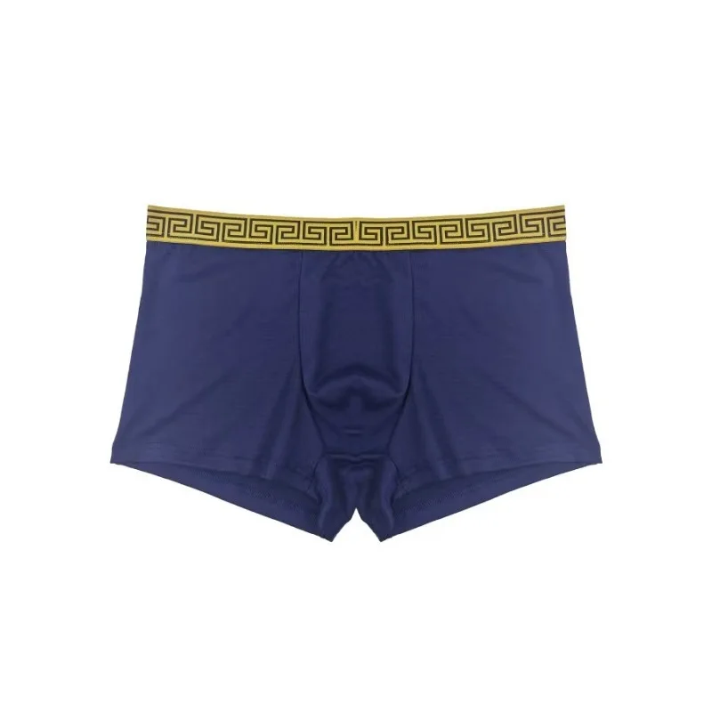 4 Pcs Set of Men's Underwear Classic Greek Key Waistband Boxer Briefs Comfortable Soft Trunks for Men Fashion Underpants