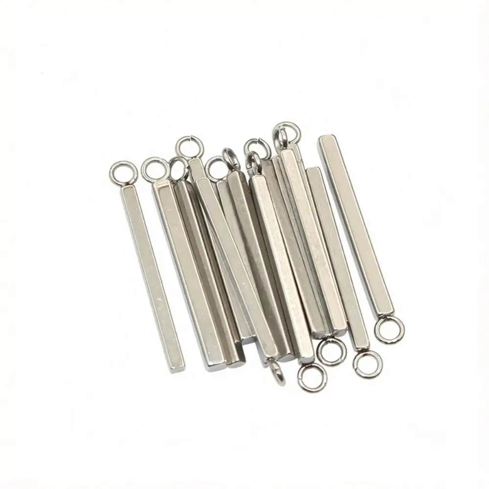 Stainless Steel Straight Tube Pendant Rectangular Shape Cylinder Shape Findings 20/30mm Length Hollow Tube Design