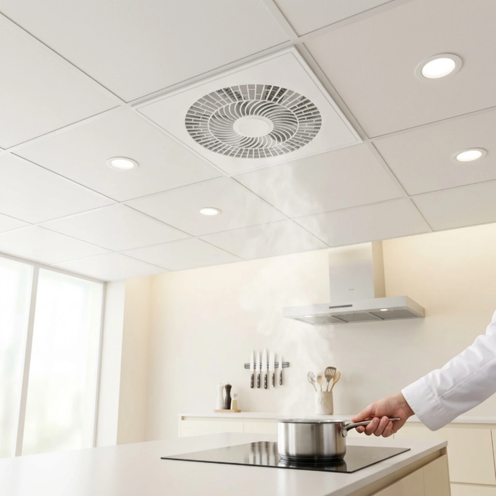 Embedded Fan Panel Ultra-Thin Recessed Ceiling Fan Space-Saving Modern for Bathroom, Kitchen