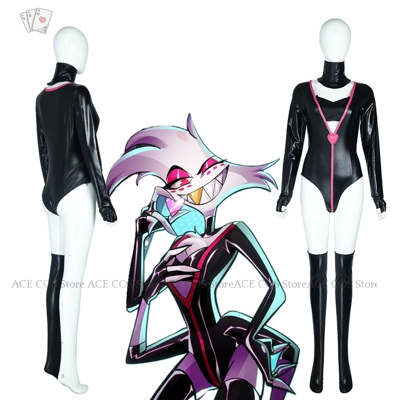 Anime Hazbin Angel Dust Hotel Cosplay Costume Spider AD New Suit Doujin Black Dance Uniform Angel Sexy Jumpsuit Halloween Party