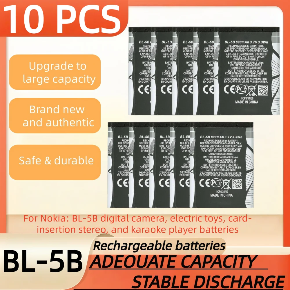 3.7V 890mAh Battery BL-5B Rechargeable Battery Suitable for Nokia BL-5B Digital Camera, Electric Toy, Plug-in Speaker, Turntable
