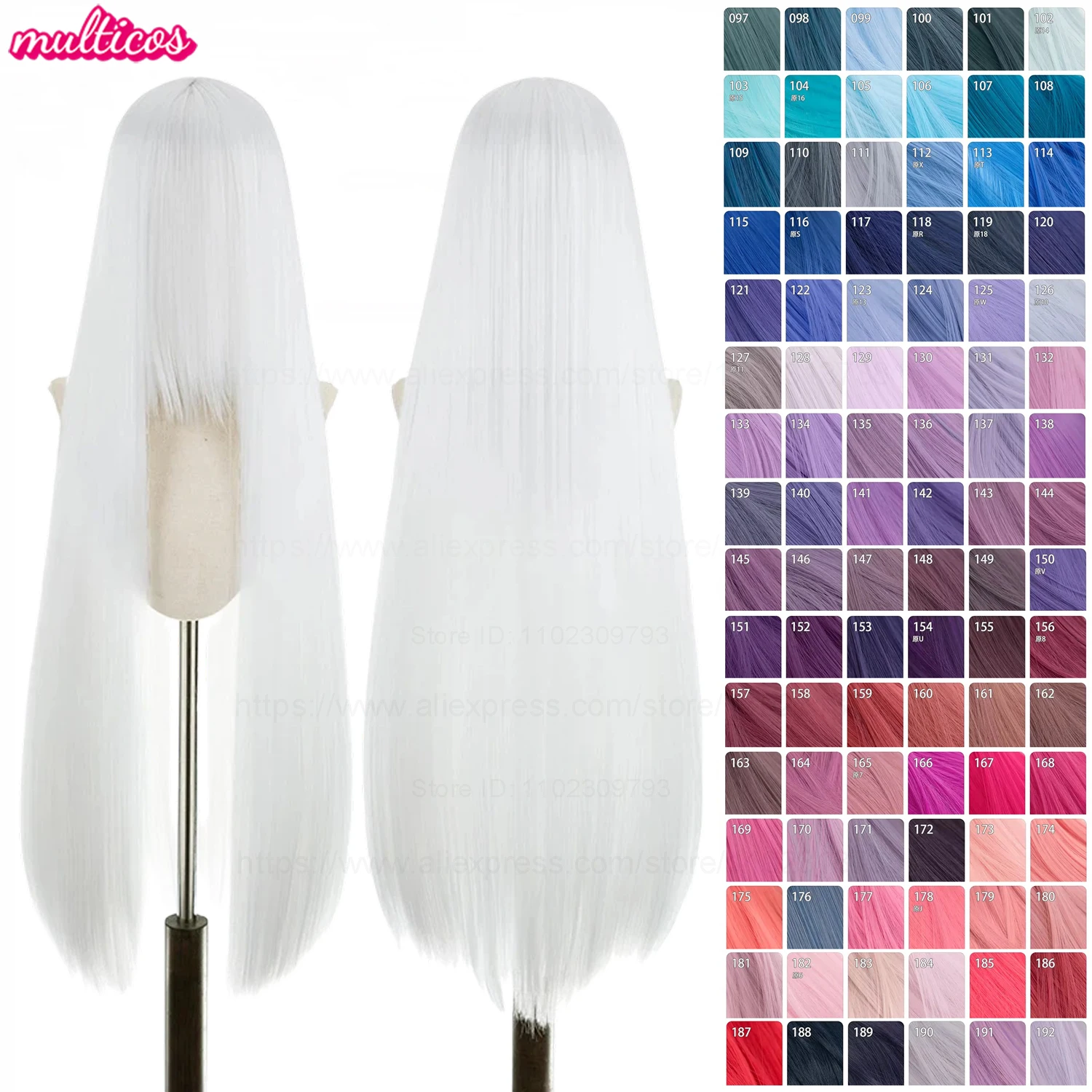 192 Colors 600g 100cm Long Straight Cosplay Wig Heat Resistant Synthetic Hair Blue Purple Pink Red Orange Anime Wigs Link2