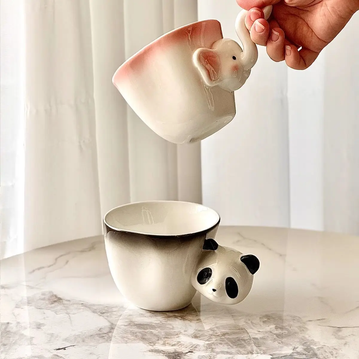 

Керамическая кофейная кружка, мультяшная панда, чашка для воды в форме слона, фарфоровые кружки с латтером, детские чашки для завтрака, молока