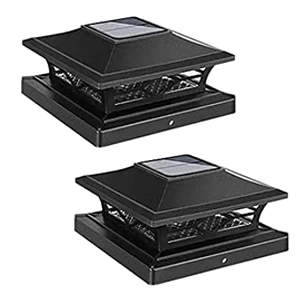 

A79I Solar Post Cap Lights Outdoor Deck Fence Post Light for 3.5x3.5 5.5x5.5 Wooden Vinyl Posts Patio Garden Decor Black 2PCS