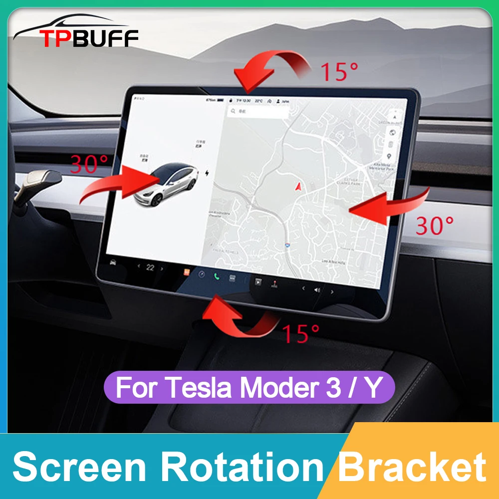 Soporte de rotación de pantalla para Tesla Model 3 Y, accesorios 2023, nueva pantalla de Control Central, soporte de navegación GPS para coche giratorio