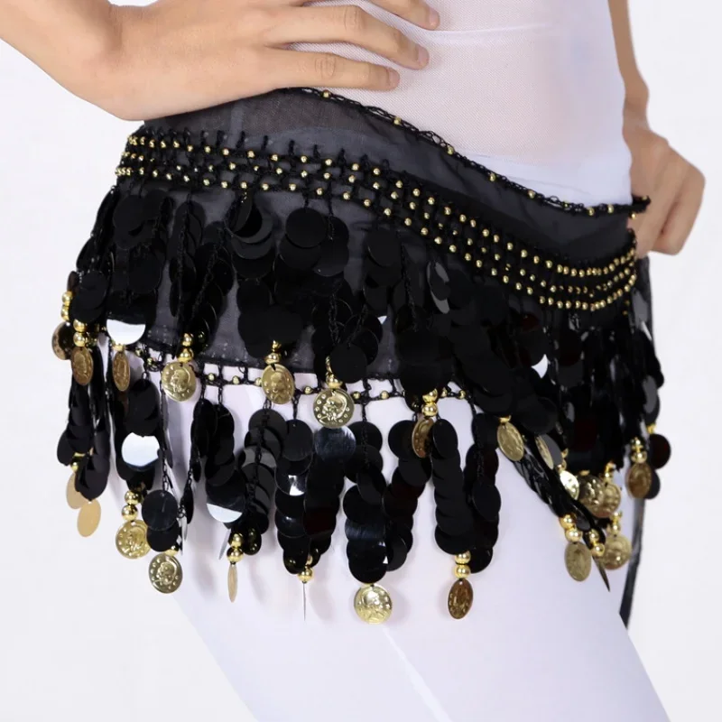 Adult Belly Dance Belt Colorful Women Sequins Bellydance Hip Scarf Bling Coin Costumes for India Oriental Dancing Accessories