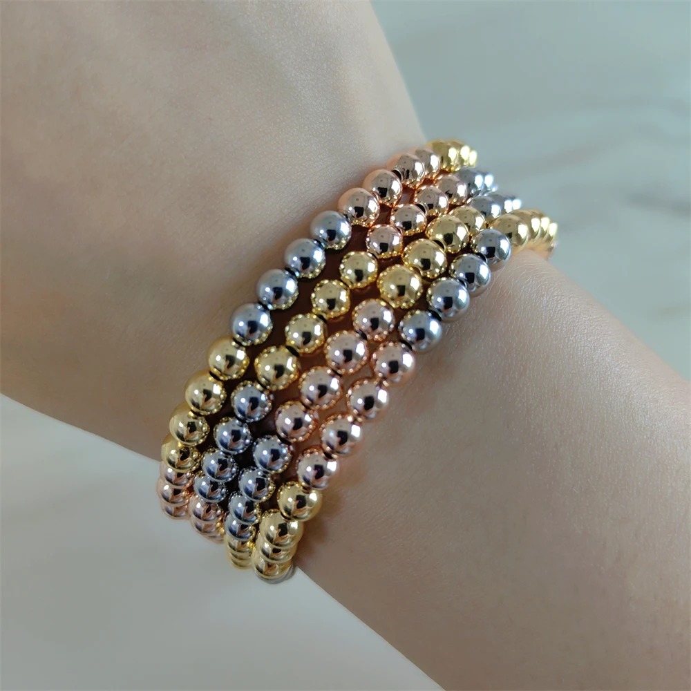 ESALE 4PCS/SET Bracelets Trendy Gold Plated Colorful Beads Bangles Fashion Beaded Bracelets Women Jewelry Accessories Gift ZB003