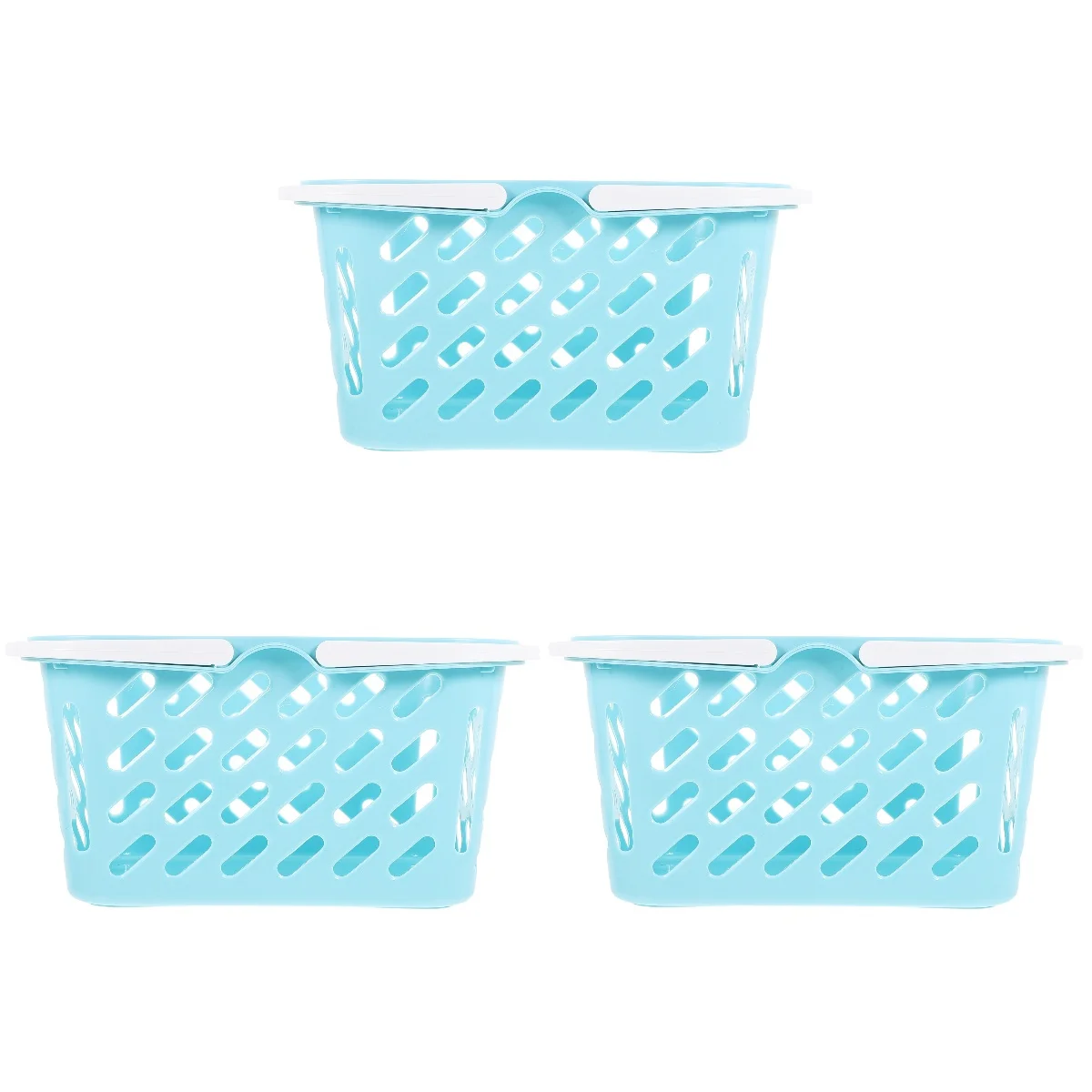 

3pcs Set of 3 Basket for Kitchen Household Plastic Grocery Baskets with Handles