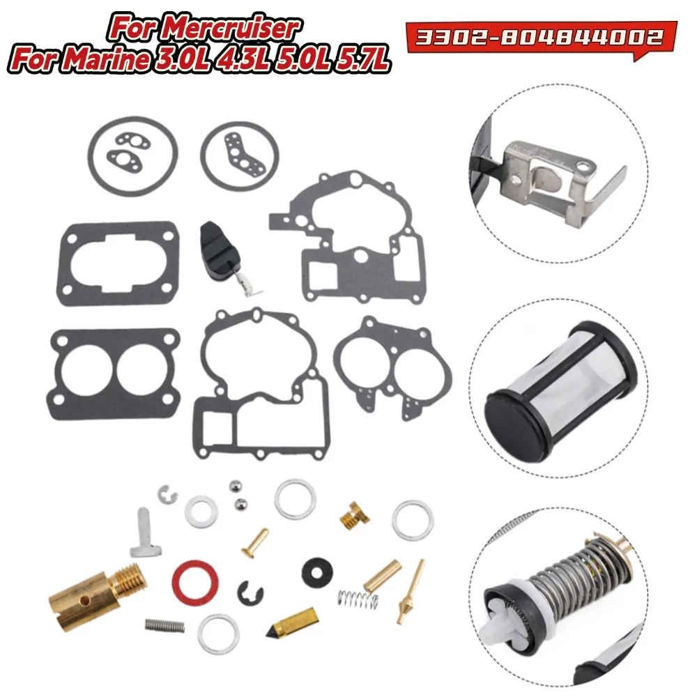 

3302-804844002 For Mercruiser For Marine 2Barrel 3.0L 4.3L 5.0L 5.7L Carburetor Rebuild Kit Quick To Install Car Repair Tool