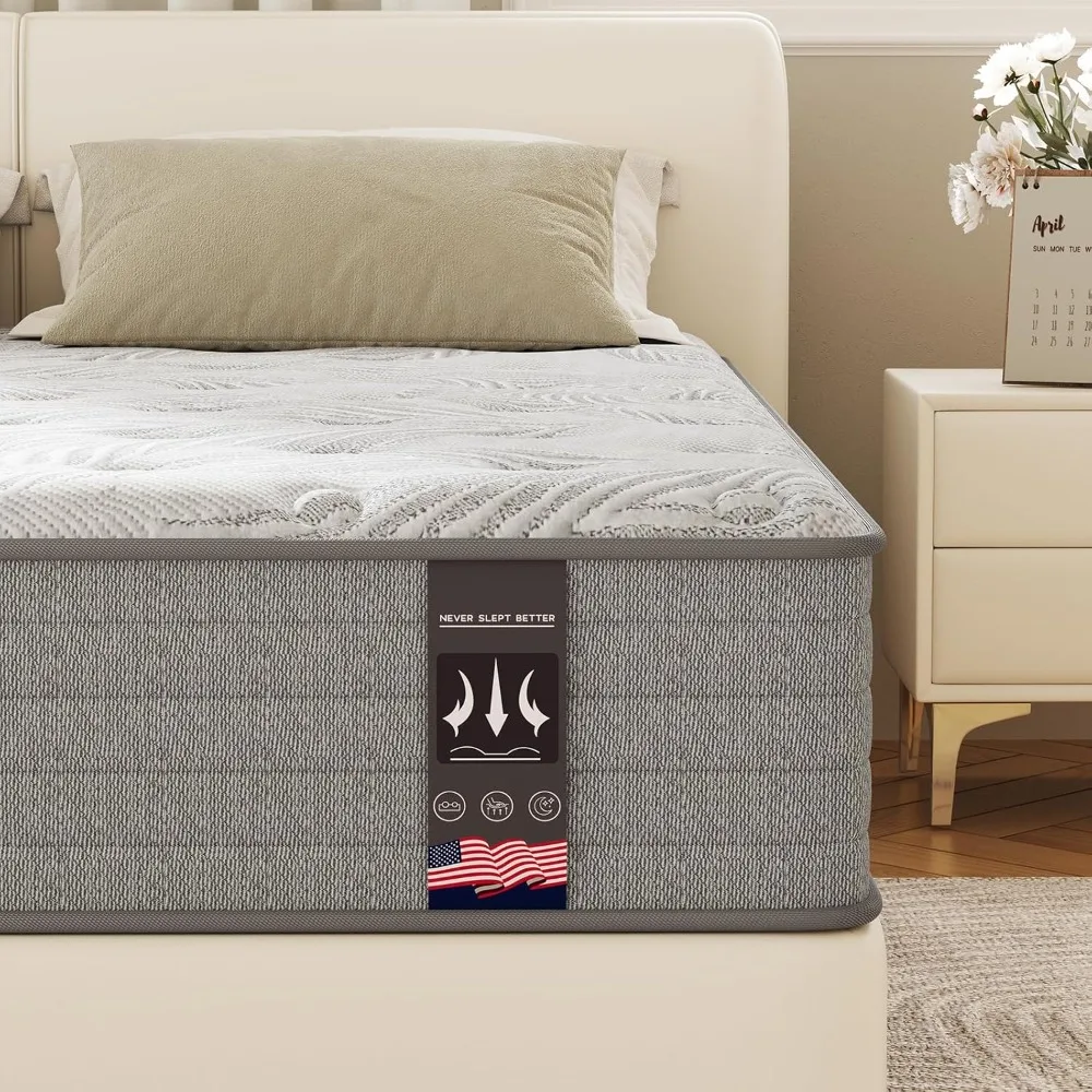 

Queen Size Mattress 12 Inch Medium Firm Gel Infused Memory Foam and Pocket Spring Hybrid Mattresses for Cool Sleep Relieving