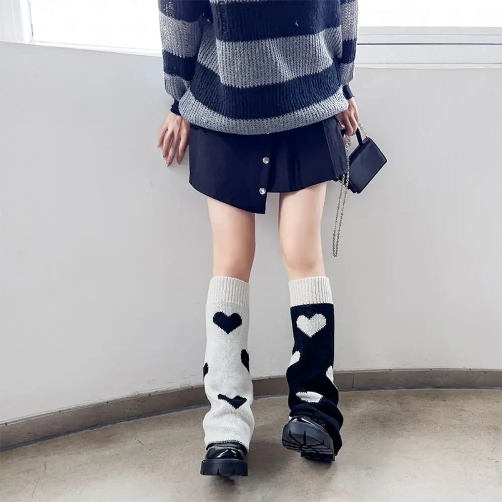 

Kawaii Heart Knitted Leg Warmers Ballet Style Y2k Bow Leg Socks Pile Socks Spider Knee High Girls Stockings Student