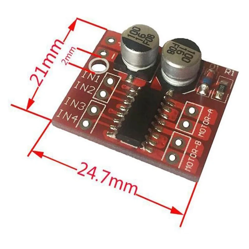 6pcs L298N Mini DC Motor Driver Module 1.5A 2-Way PWM Speed Control Dual H-Bridge Stepper Motor Driver Module for Smart Cars