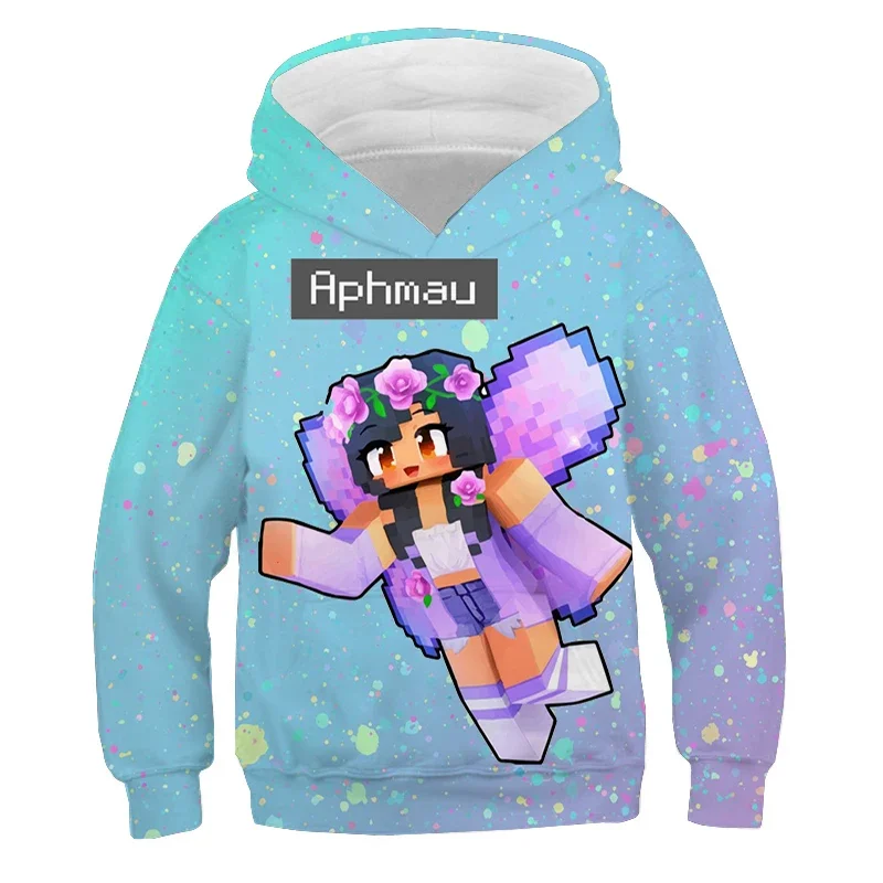 Hoodies infantis com estampa Aphmau 3D, pulôver de manga comprida, moletom fofo dos desenhos animados, tops infantis, roupas de outono, presente para meninos e meninas