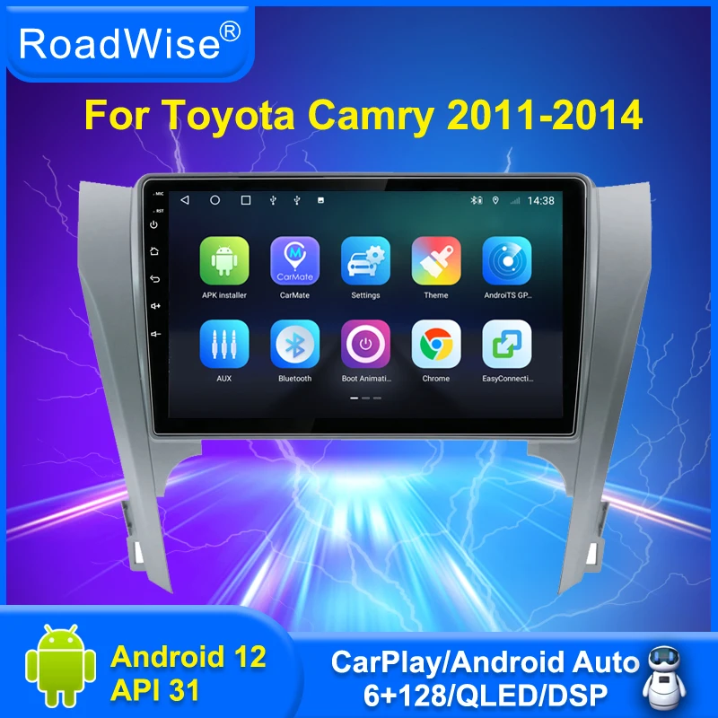 

Roadwise 8+256 Android Car Radio For Toyota Camry 8 50 55 2011 2012 2013 2014 Multimedia Carplay 4G WIFI GPS DVD 2 Din Autoradio