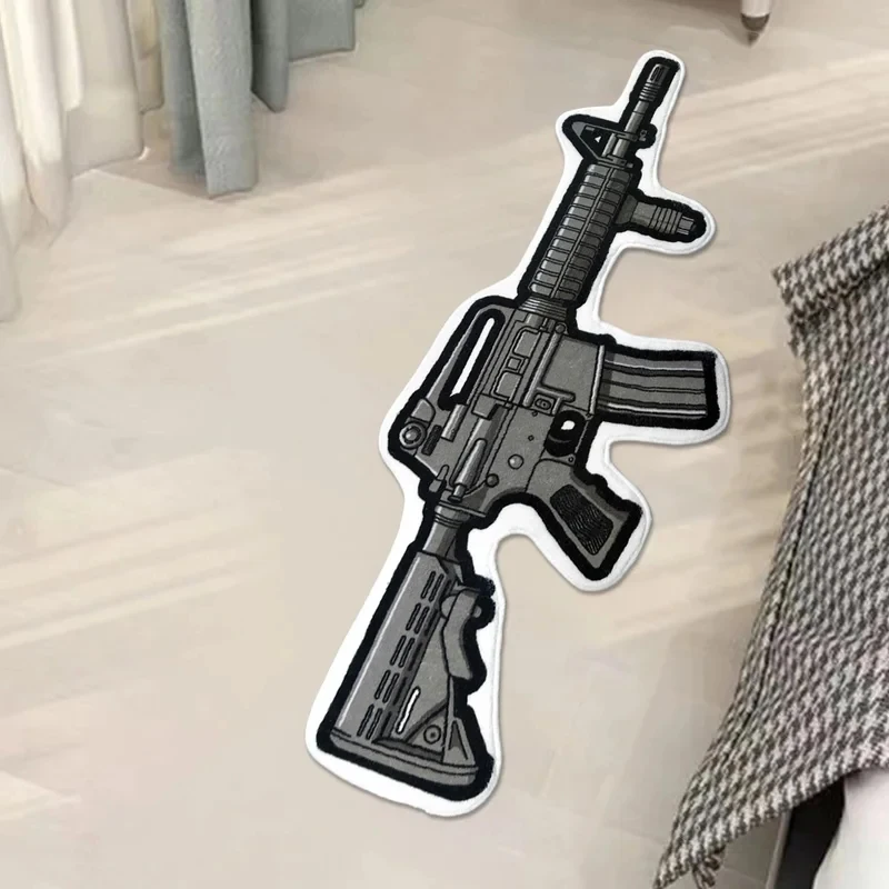 VIKAMA American-Style Gun Design Rug: Non-Slip, Dirt-Resistant, and Soft. Carpet for Bedroom, Living Room, Gaming Room Home Deco