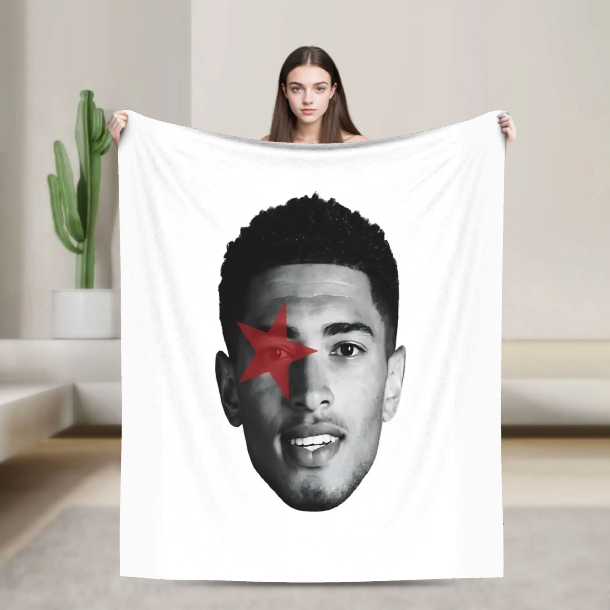 Jude Bellingham big head red star Blankets Quality Warm Soft  Throw Blanket Winter Travel Office Couch Bed Aesthetic Bedspread
